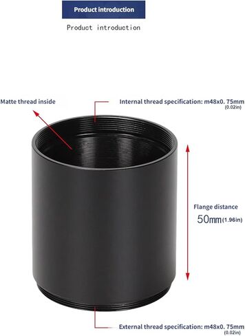 أنبوب تمديد التصوير الفوتوغرافي المصنوع من الألومنيوم M48x0.75mm لتباعد الكاميرا وتصميم مضاد للانعكاس in Kuwait
