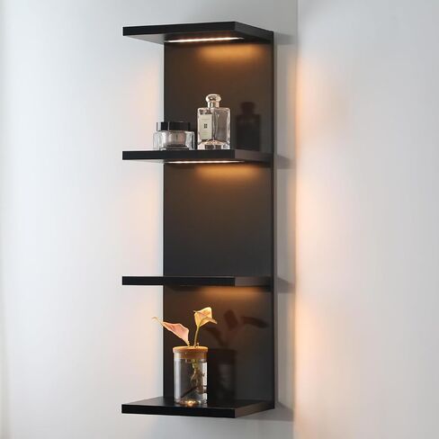 5 Tier Wall Shelf Unit, White Shelves,Lack Shelf, Wall Shelves for Bedroom，Office,Bathroom, Vanity Shelves with LED Light in Saudi Arabia