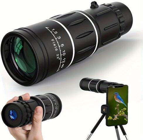10x42 High Powered Monocular Telescope, Compact Non-Slip Portable Monocular for Bird Watching, Camping, Hiking, Travel, Concerts and Outdoor Viewing（Black） in Saudi Arabia