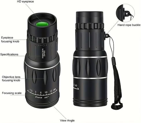 10x42 High Powered Monocular Telescope, Compact Non-Slip Portable Monocular for Bird Watching, Camping, Hiking, Travel, Concerts and Outdoor Viewing（Black） in Saudi Arabia