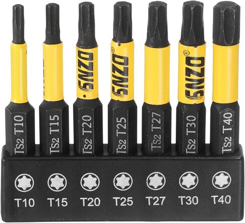 HARFINGTON 7pcs T10-T40 Torx Head Screwdriver Bit Set 2" (50mm) Long 1/4" Hex Shank Magnetic No Hole Tamper Proof 6 Point Star Screw Driver Drill Bits Phosphate S2 Steel in Saudi Arabia