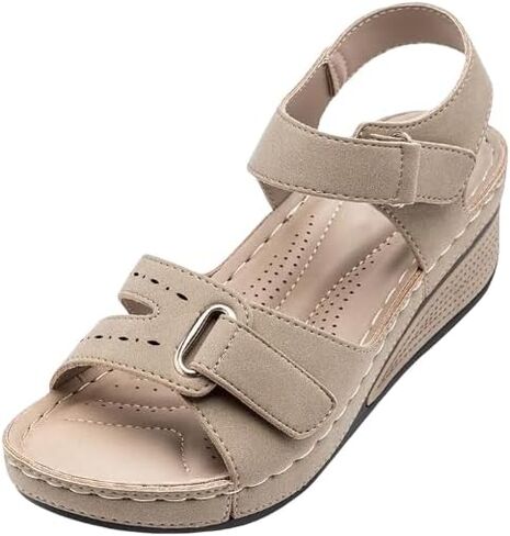 Orthopedic Wedge Sandals for Women Summer Platform Open Toe Ankle Strap Casual Low Heel Slip on Beach Dress Espadrille Sandals Comfortable Outdoor Shoes in Saudi Arabia
