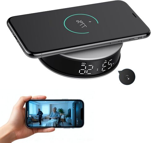 ساعة الكاميرا الخفية LIZVIE 2.4G WiFi - مسجل فيديو في الوقت الحقيقي 1080 بكسل مع إنذار كشف الحركة، رؤية ليلية واتصال لاسلكي (2.4 جيجا هرتز)، كاميرا أمان صغيرة لمراقبة المنزل/المكتب الداخلي in Saudi Arabia