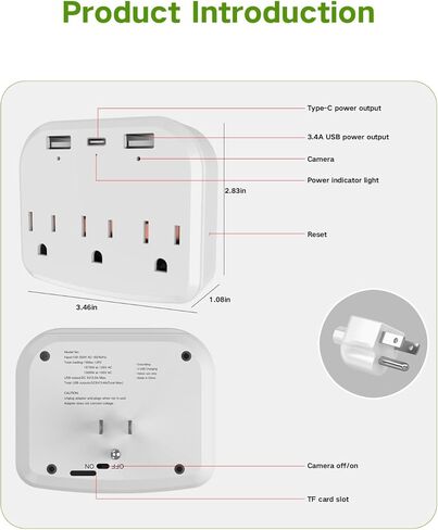 1080P Wall Outlet WiFi Camera Security Nanny Camera Motion Detection (Including 32g Memory Card) in Saudi Arabia