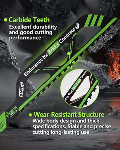Demolition Masonry Reciprocating Saw Blades - 12 Inch Carbide Blades, Demolition Saw Blade for Cutting Aerated Concrete and Hollow Brick, 2TPI (2-Pack) in Saudi Arabia
