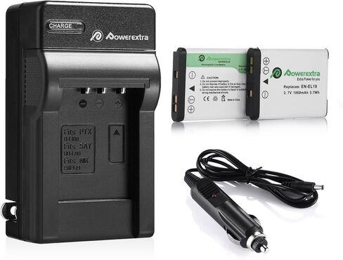 2 قطعة بطاريات EN-EL19 وشاحن USB LCD لنيكون Coolpix A100 S100 S3300 S3400 S3500 S3600 S3700 S4100 S4200 S4300 S4400 S5200 S5300 S6400 S6500 S6600 S6700 S6800 S6900 S7000 in Kuwait