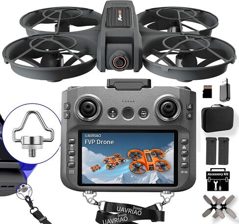 طائرة بدون طيار بشاشة 4.5 بوصة عالية الدقة للتحكم عن بعد مع كاميرا مزدوجة 2K ومحركات بدون فرش، طائرة كوادكوبتر آمنة للحماية 360 درجة، تحوم تلقائي، تقلبات ثلاثية الأبعاد، وضع مقطوعة الرأس، اتبعني، ضوء LED، واي فاي FPV، بطاريتان طيران لمدة 30 دقيقة، هدية را in Kuwait