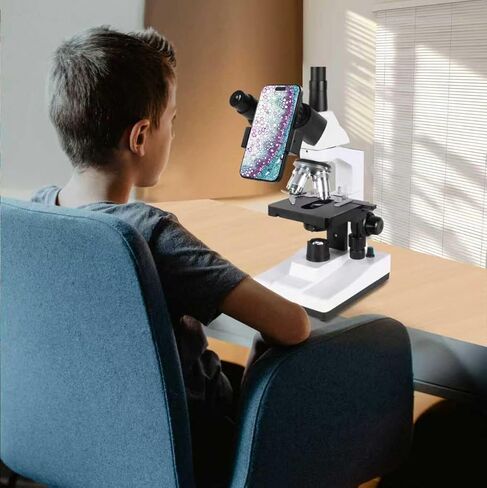 مجهر للبالغين WF10x وWF25x، تكبير 40X-2500X، مع كاميرا USB عالية الدقة، مجهر ثنائي العينين لمدارس المختبر in Kuwait