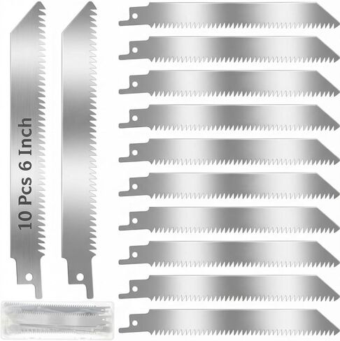 10 Pcs 6 Inch Stainless Steel Reciprocating Saw Blades for Frozen Meat Bone Fish Cutting 150mm 8TPI Trimming Food Cutting Saw Blades for Reciprocating in Kuwait
