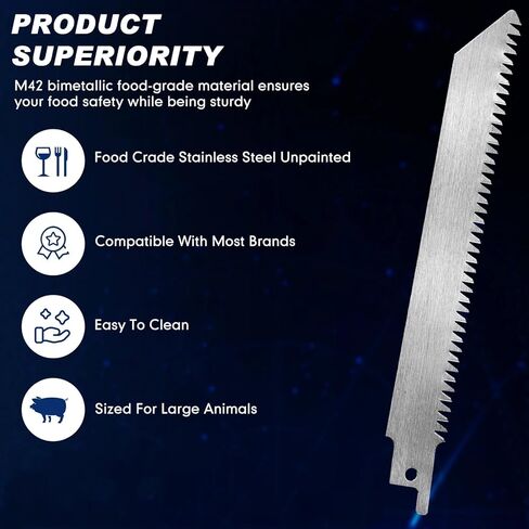 10 Pcs 6 Inch Stainless Steel Reciprocating Saw Blades for Frozen Meat Bone Fish Cutting 150mm 8TPI Trimming Food Cutting Saw Blades for Reciprocating in Kuwait