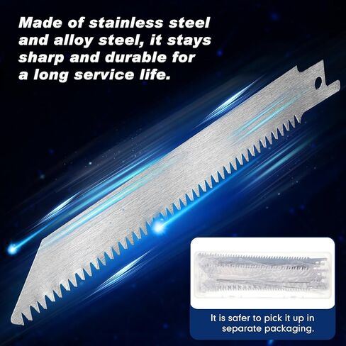10 Pcs 6 Inch Stainless Steel Reciprocating Saw Blades for Frozen Meat Bone Fish Cutting 150mm 8TPI Trimming Food Cutting Saw Blades for Reciprocating in Kuwait