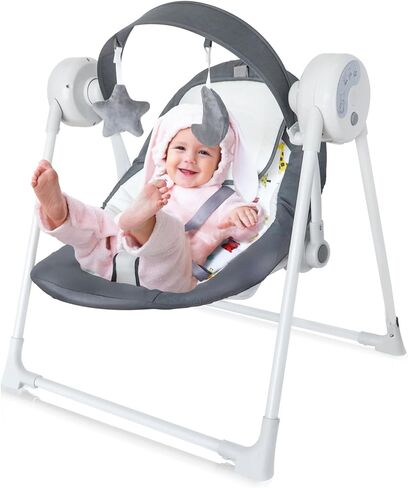 Baby Swing SpaceSaver Ultra-Compact Foldable Infant Swing (Fits in 5.3" Gaps!) 6 Speed Modes | Portable Newborn Swing for Travel/Car/Picnic (0-9M, 6-20lbs) in Kuwait