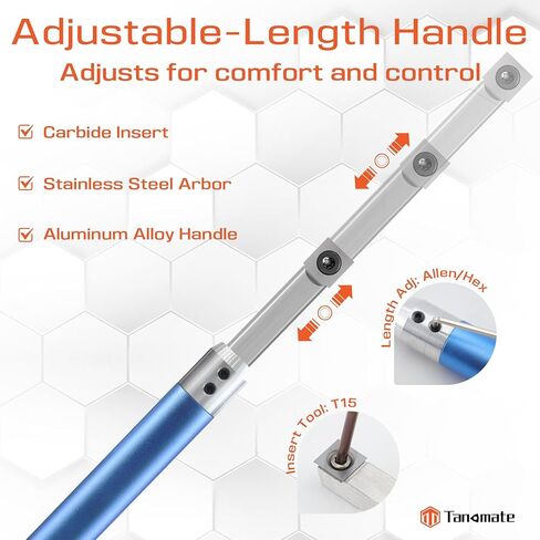 Carbide Roughing Tool for Wood Lathe - Pre-installed 11mm Ci2 Square Insert for Fast Stock Removal, Woodturning Rougher with Stainless Steel Arbor, Aluminum Alloy Handle in Saudi Arabia