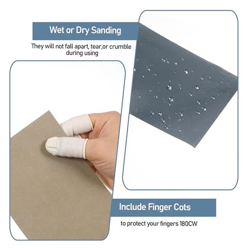 Sandpaper Assortment, Extra Fine Sand Paper, 100 to 20000 Assorted Grit Sanding Paper, Wet Dry Sandpaper, 22 PCS San-Paper Sheets with 5 Finger Cots, Sand-Paper for Wood, Car, Metal, (9 x 3.5 Inch) in Saudi Arabia