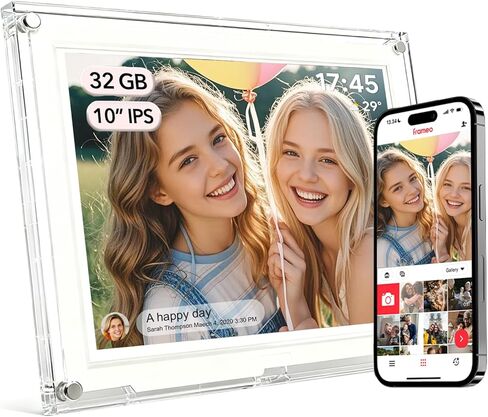 إطار صور رقمي واي فاي، إطار صور رقمي أكريليك مقاس 7 بوصات، شاشة IPS LCD تعمل باللمس، دوران تلقائي للصور/الفيديو، هدايا للأم والأب in Saudi Arabia