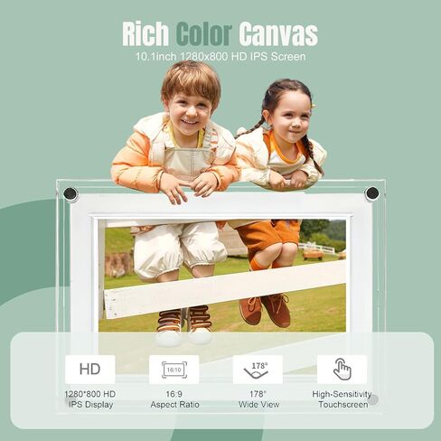 إطار صور رقمي واي فاي، إطار صور رقمي أكريليك مقاس 7 بوصات، شاشة IPS LCD تعمل باللمس، دوران تلقائي للصور/الفيديو، هدايا للأم والأب in Saudi Arabia