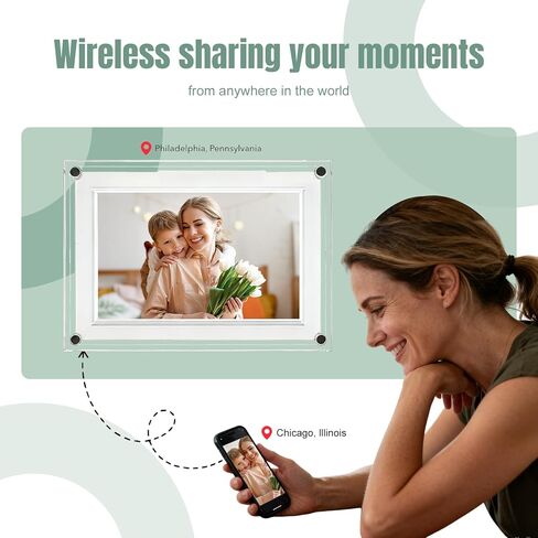 إطار صور رقمي واي فاي، إطار صور رقمي أكريليك مقاس 7 بوصات، شاشة IPS LCD تعمل باللمس، دوران تلقائي للصور/الفيديو، هدايا للأم والأب in Saudi Arabia