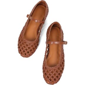 Woven Ballet Flats for Women Round Toe Weavy Ballerina Flat Shoes Adjustable Strap Dressy Comfortable Summer Mary Janes in Kuwait