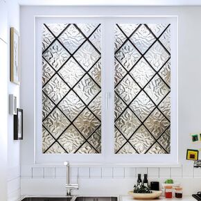 Privacy Window Film Embossed Diamond Pattern Static Cling Glass Sticker Decorative Window Cling for Cabinet Bathroom Kitchen Door Panel 17.7 x 39.3 Inch in Saudi Arabia