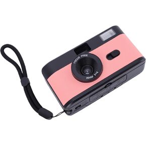 Akozon Film Camera 35MM Arbitrary Focus Retro Reusable Film Camera with 28MM F/8 Lens and Flash for Present (Black Pink) in Saudi Arabia