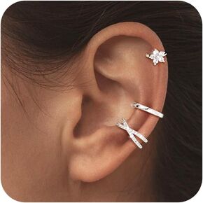 Gold Ear Cuff Earrings for Women, Dainty 14K Gold Plated Ear Cuffs Non Pierced Trendy Cubic Zirconia Cartilage Hoop Earring Fashion Jewelry Sets for Women in Kuwait