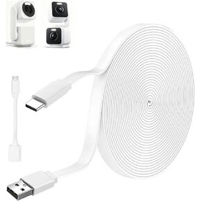 كابل تمديد الطاقة بطول 50 قدم لكاميرا WYZE Duo Cam Pan داخلي/خارجي، WYZE Cam Pan v4، Wyze Cam v3، Wyze OG، Petcube Cam 360/TP-Link Tapo C120، كاميرا CCTV، سلك شاحن شحن مسطح طويل من USB إلى USB C in Kuwait