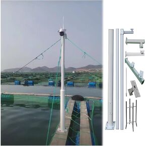 Assembled 16.4ft Industrial Surveillance Camera Pole, Twin Camera Support Arm for Security, Durable Roadsides Monitoring Stand (3 Parts) in Kuwait
