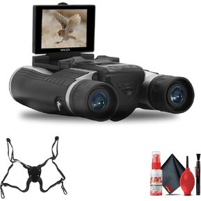 مناظير رقمية Minolta 12x32 - كاميرا فيديو 4K UHD، التقاط صور بدقة 48 ميجابكسل، تكبير رقمي 8X، شاشة IPS مضادة للوهج، بصريات مقاومة للضباب، مدمجة، مثالية لمراقبة الطيور والصيد أثناء السفر + الحزام in Kuwait