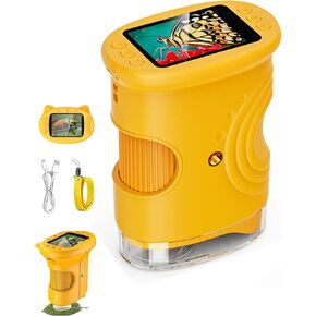 Microscope, 200x-1000x Magnification Handheld Portable Microscope, with 4k Screen & LED Lights, Educational Science Toy, Ideal for Outdoor Discovery, Classroom & Homeschool (2Pcs Yellow) in Saudi Arabia