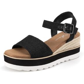 Athlefit Platform Wedge Sandals for Women Espadrille Comfortable Summer Ankle Strap Buckle Open Toe Sandals in Kuwait