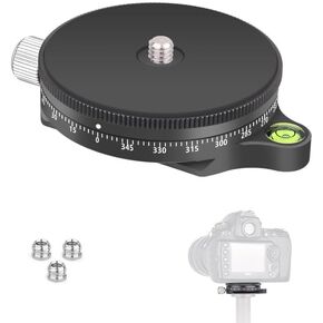 ARTCISE Panoramic Panning Base with Arca Swiss Style Plate, 3/8" Screw Aluminum Alloy 360° Panorama Tripod Head with Bubble Level for DSLR Cameras, Max Load 22 lbs Includes 3 Screw Adapters in Kuwait