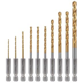 10 Pcs Cobalt Drill Bits Set 1/16"-1/4", Premium HSS, 135 Degree Tip, Jobber Length Twist Drill Bit Set for Hard Metal, Stainless Steel, Cast Iron, Wood and Plastic, with Storage Case in Kuwait