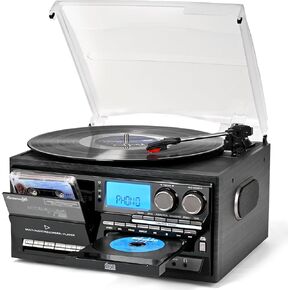 مشغل سجل فينيل مدمج في مكبرات صوت استريو Hifi BT اللاسلكي إدخال حزام محرك أقراص سوط الحديد من السجلات الفينيل مع MM الصوت AT-3600L خرطوشة دافئة دافئة تصميم خشبي بني in Kuwait