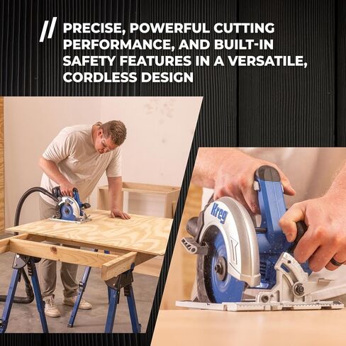 Kreg 20V Ionic Drive 7 1/4" Circular Saw - Powerful Brushless Motor & Built-In Safety Features - LED for Cutline Visibility - Integrated Dust Port Keeps Workspace Clean - Bare Tool - KPTCS725A in Saudi Arabia