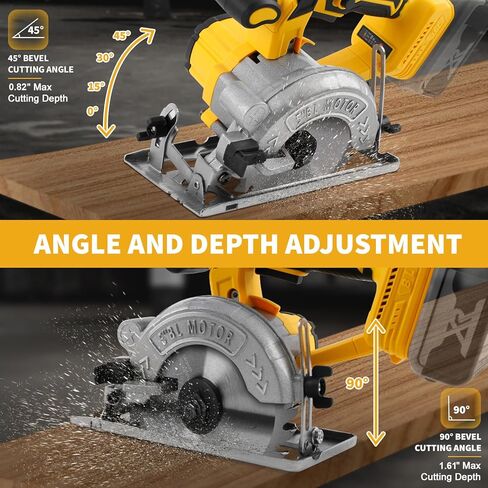 5 Inch Circular Saw Compatible with Dewalt 20V Max Battery(No Battery), Brushless Cordless Round Saw Kit with 0-45° Cutting Bevel, 6200 RPM, Idea for Wood Plastic Soft Metal in Saudi Arabia