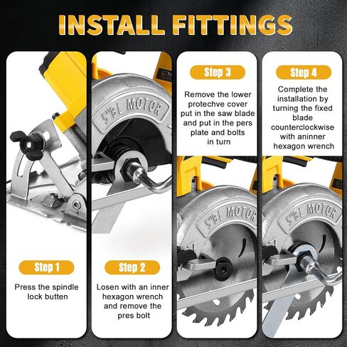 5 Inch Circular Saw Compatible with Dewalt 20V Max Battery(No Battery), Brushless Cordless Round Saw Kit with 0-45° Cutting Bevel, 6200 RPM, Idea for Wood Plastic Soft Metal in Saudi Arabia