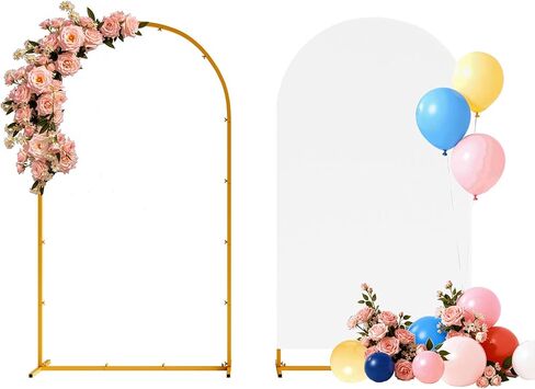 مجموعة حامل وغطاء بخلفية معدنية بطول 7.2 قدم، حامل قوس ذهبي مع غطاء، سهل التجميع، قوس زفاف جميل لحفلات أعياد الميلاد، وحفلات الزفاف وحفلات استقبال المولود الجديد in Kuwait