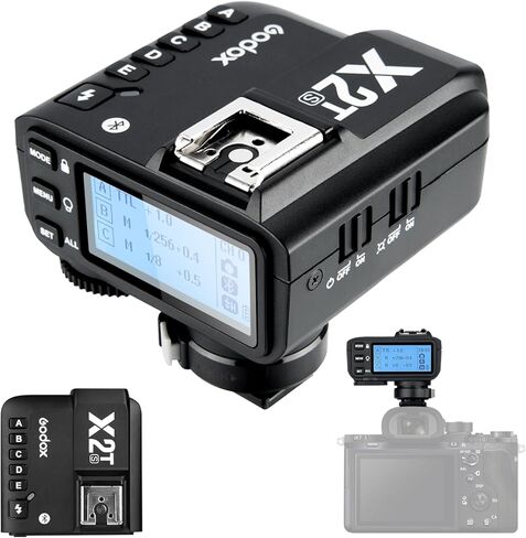 Godox X2T-S TTL Wireless Flash Trigger for Sony - 2.4G 100m Range, 1/8000s HSS, with Hot Shoe for Flash Connection, 5 Groups & 32 Channels, Bluetooth APP Control, Compatible with Sony Cameras in Saudi Arabia