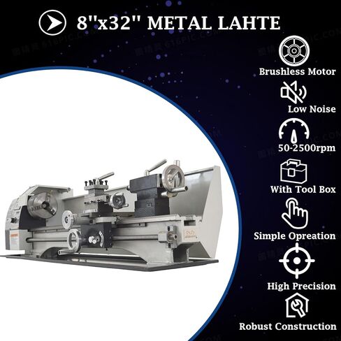 INTBUYING مخرطة معدنية 8 × 32 بوصة مخرطة الطاولة آلة الدقة هواية DIY مخرطة الطاولة الصناعية المعدنية الخشبية العاملة مخرطة أفقية 900 وات محرك بدون فرشاة 50-2500 دورة في الدقيقة بوصة خيط WM210V 110V in Saudi Arabia