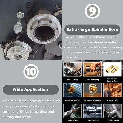 INTBUYING مخرطة معدنية 8 × 32 بوصة مخرطة الطاولة آلة الدقة هواية DIY مخرطة الطاولة الصناعية المعدنية الخشبية العاملة مخرطة أفقية 900 وات محرك بدون فرشاة 50-2500 دورة في الدقيقة بوصة خيط WM210V 110V in Saudi Arabia