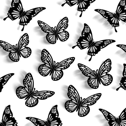 Iridescent Butterfly Decorations, 48Pcs 2 Styles 3 Sizes Butterflies for Cake Cupcake Toppers, 3D Paper Sticker for Bouquet Birthday Baby Shower Girl Room Wall Nursery Decor in Kuwait