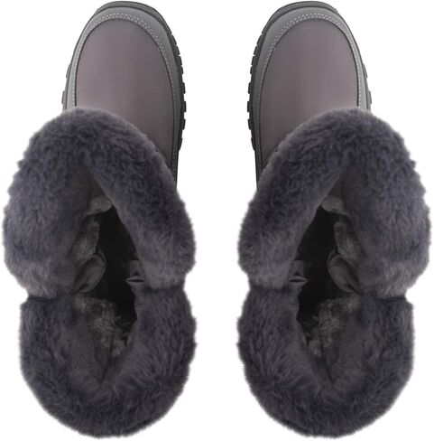 POLAR Womens Memory Foam Twin Zip Opening Pull On Nylon Waterproof Thick Faux Fur Lined Winter Rain Snow Boots - Gray - EU43/US12 - YC0662 in Saudi Arabia