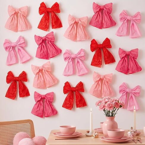 Janinka 16 جهاز كمبيوتر شخصي قبل ربط القوس Galentines الزينة 11.8 × 7.9 بوصة، أقواس الجدار العملاقة Galentine's Day الديكور اليدوية الوردي الأحمر الأقواس خلفية عيد الحب ديكور للمنزل غرفة عيد ميلاد حفلات الزفاف in Kuwait