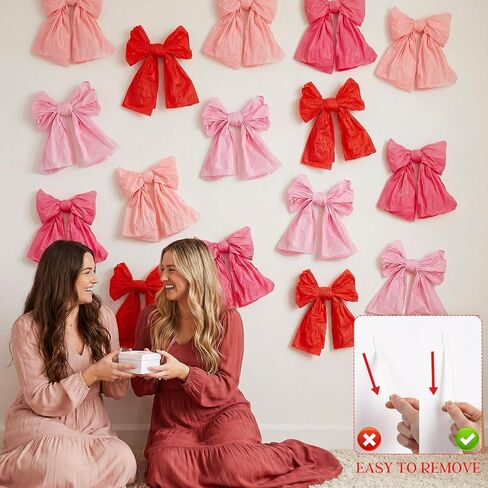 Janinka 16 جهاز كمبيوتر شخصي قبل ربط القوس Galentines الزينة 11.8 × 7.9 بوصة، أقواس الجدار العملاقة Galentine's Day الديكور اليدوية الوردي الأحمر الأقواس خلفية عيد الحب ديكور للمنزل غرفة عيد ميلاد حفلات الزفاف in Kuwait