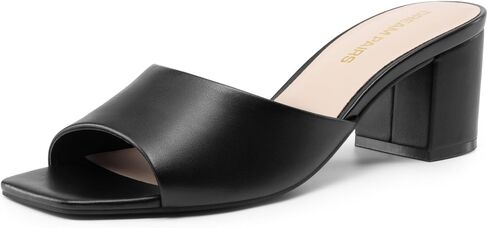 صنادل DREAM PAIRS النسائية ذات الكعب المنخفض وكعب البغل صنادل بكعب مكتنز صنادل منزلقة سهلة الارتداء عند أصابع القدم المربعة فستان كاجوال أحذية مريحة in Saudi Arabia
