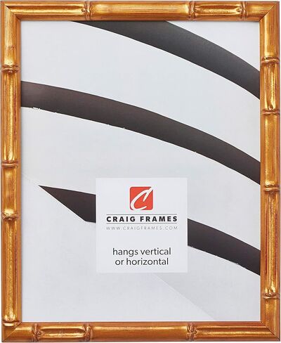 Craig Frames 11x14 Picture Frame – Vintage Gold Bamboo Style, Wood Frame with Glass, Backing, and Hanging Hardware, Decorative Wall Display for Photos or Art in Kuwait