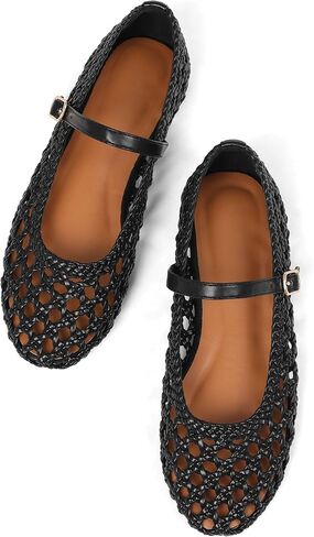 Woven Ballet Flats for Women Round Toe Weavy Ballerina Flat Shoes Adjustable Strap Dressy Comfortable Summer Mary Janes in Saudi Arabia