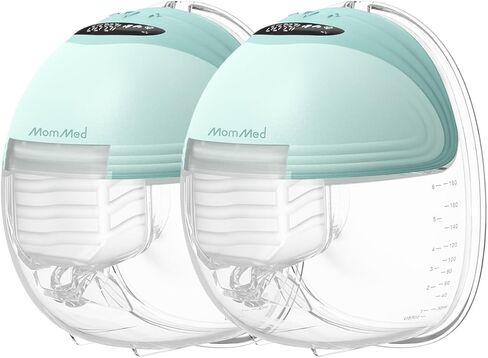 MomMed Wearable Breast Pump (Model S21) – Double Electric Hands-Free Breast Pump, Leak-Proof Design, 3 Modes (Stimulation, Expression, Auto) & 12 Vacuum Levels, Portable and Quiet, Gray, 2Pack in Kuwait