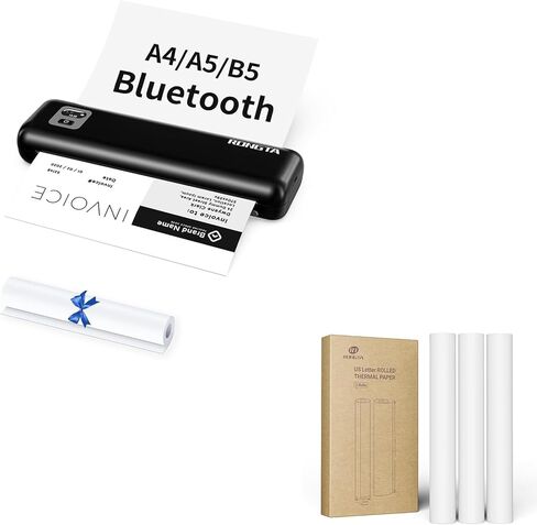 Rongta Portable Printers Wireless for Travel,Thermal Inkless Printer for School/Office/Home Use(Black)+3Roll 8.5"x11" US Letter Thermal Paper in Saudi Arabia