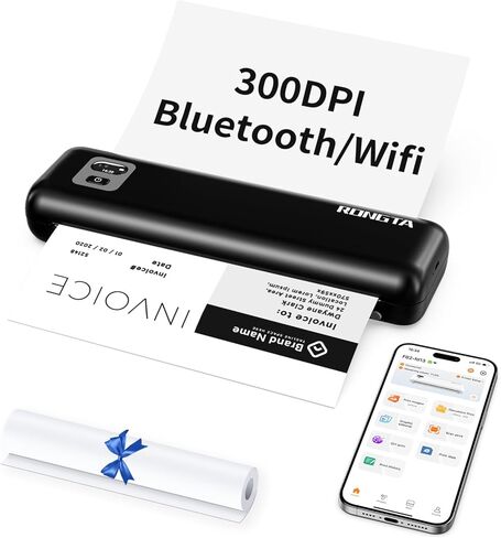 Rongta Portable Printers Wireless for Travel,Thermal Inkless Printer for School/Office/Home Use(Black)+3Roll 8.5"x11" US Letter Thermal Paper in Saudi Arabia